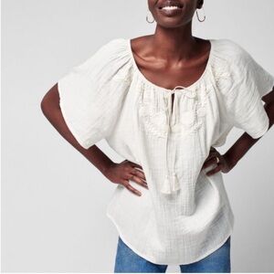 Faherty Brand Organic 100% Cotton Gauze Lightweight Florence Top Dreamweave Sz M